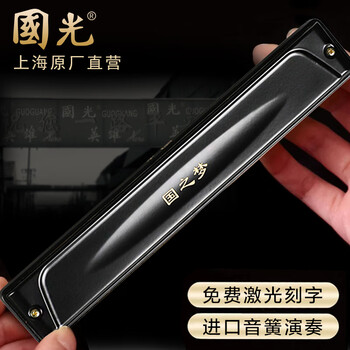 Guoguang harmonica imported gongs 24 holes guozhimeng polyphonic cabdefg key professional playing beginner adult entry matte black 24 holes polyphonic c key