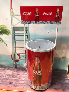 Huili insulated ice bucket 100l advertising ice bucket with stand nationwide door-to-door delivery available with coca-cola patterns
