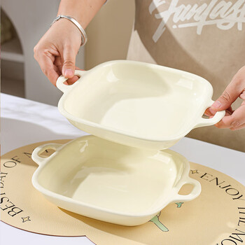 Kagawaya ceramic plate underglaze color 9 inches with double ears not hot cream style high-looking soup plate dish plate 2 pieces