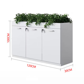 Office partition cabinet flower trough cabinet flower cabinet storage wooden cabinet low cabinet side cabinet flower cabinet three-door cabinet 120x30x100cm white
