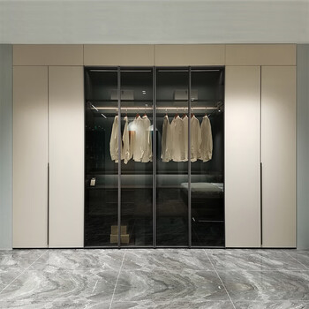 Feimei furniture high-end whole house customized walk-in wardrobe simple one-line one cabinet to the top home bedroom eige plate customized gold sincerity customized gold