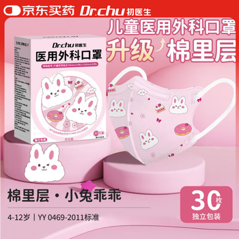 Doctor chu's medical surgical mask is suitable for children's cotton inner layer protective anti-allergic breathable mask for babies 4-12 years old cake rabbit