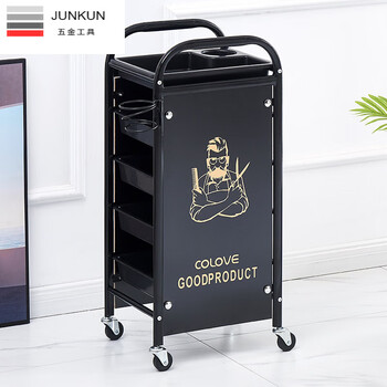 Naoiskey hair salon cart hair salon trolley bar cart beauty trolley barber shop perm and dye tool cart retro black five-layer barber's oil 38x30x83cm official standard