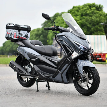 Jilang mengshi fourth generation 150cc scooter, national iv efi fuel, brand new two-wheeled large off-road vehicle, cement gray, handa machine + square tail box + guardrail
