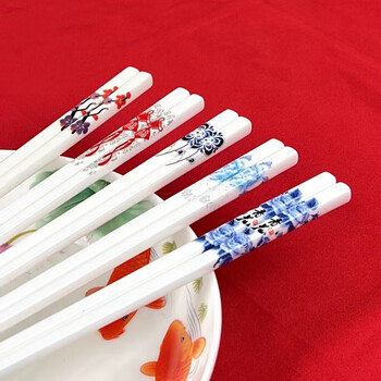 Fat donglai's same style ceramic chopsticks jingdezhen genuine 2025 new high quality anti-bacterial, mildew-proof, environmentally friendly and high-resistant five-color mix and match as shown in the picture, a total of 5 pairs of flowers