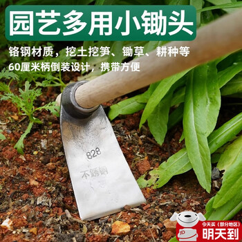 Jingkai stainless steel small hoe household cauliflower hoe digging bamboo shoots weeding digging soil all steel thickened outdoor portable agricultural hoe