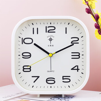 Polaris (polaris) alarm clock wall clock stand hanging dual-use silent sweep seconds simple clear desktop alarm clock for elderly students white (14.8*14) cm