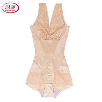 Langsha thin postpartum tummy controlling waist lifting hip lifting one-piece shapewear women's tight belly controlling body slimming skin color single piece breasted model xl recommended 116--132 jin