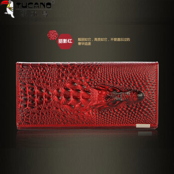 Woodpecker (tucano) genuine leather long wallet for women european and american fashion simple can hold mobile phone bag pattern clutch bag temperament wallet wallet burgundy