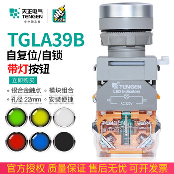 Tianzheng illuminated push button switch 220v 24v 380v self-reset 22mm start stop tgla39b- red tgla39b-11bnd 220v