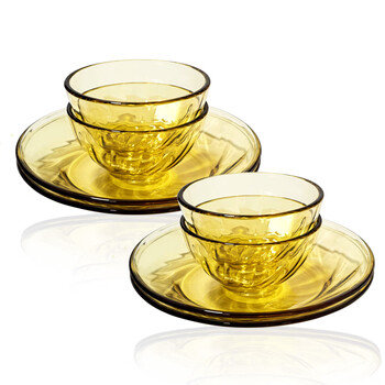 Corning tableware 8-piece amber glass tableware set heat-resistant glass rice bowl and plate set crystal xuan tableware 8-piece set (4-piece set*2)