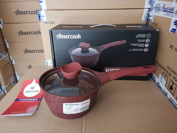Amercook original non-stick cookware alta high-end gift set stunning appearance non-stick pan 18x10 points 0cm wine red granite non-stick milk pan alta original order