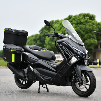 Jilang mengshi fourth generation 150cc scooter, national iv efi fuel, brand new two-wheeled large off-road vehicle, matte black, handa machine + square three box + guardrail + audio
