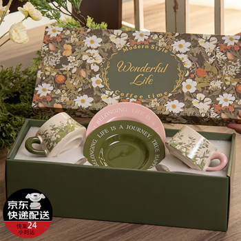 Paiyi modern home small fresh retro coffee cup set gift box wedding gift moving souvenir household drinking cup hibiscus pairing cup gift box + gift bag (jd logistics) fast delivery to the next day