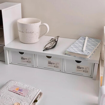 Meikaibin desktop storage box drawer type student ins dormitory desk stationery miscellaneous pen storage office organization artifact single layer-38cm plus white drawer box*3