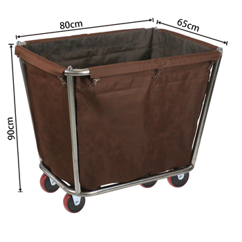 Hotel special linen cart, hotel room storage dirty linen, thickened stainless steel trolley, dry cleaning shop laundry room, coffee color - thickened type, conical 4 tubes, disassembly type