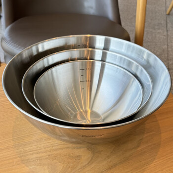 Sailoto chockmen1810 stainless steel thin fruit bowl salad basin baking cooking basin washing vegetables 182227cm large, medium and small three pieces