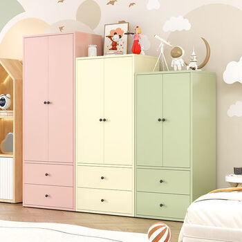 Dacheng wardrobe bedroom home bedroom wardrobe rental steel wardrobe aluminum alloy assembled wardrobe children's wardrobe yellow-700*500*1500 lower two drawings