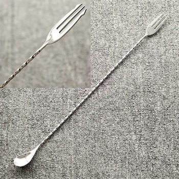 High-quality 304 stainless steel japanese-style long-handled bar spoon fine thread cocktail mixing spoon bar spoon 40cm fork