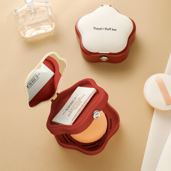 Fan yejia's breathable powder puff storage box, touch-up mirror, dust-proof flip-top box, air cushion, air hole empty box for carrying on business trips
