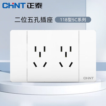 Chint (chnt) switch socket 118 type row panel socket concealed wall switch power socket long row combination assembled panel module 5c ivory white ten-hole socket