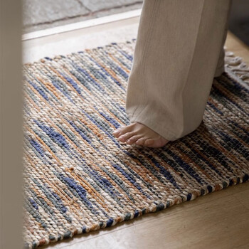 Ruonai imported from indonesia | 2.0 hand-woven jute colorful plant-dyed woven entryway bedroom study entry carpet handcraft. / plant-dyed color 600mm 900mm