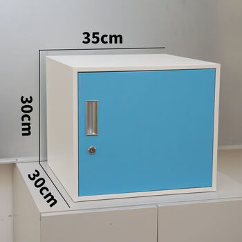 Stainless steel box with lock cabinet food additive special cabinet single door iron short cabinet file cabinet storage and storage blue 30*35*30 1.0 economical model