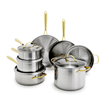 Greenpan swift stainless steel cookware set 1 ply uncoated induction lightweight