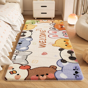 Shangrui carpet living room bedroom new waterproof bedside no-washable, wipe-free and no-care sofa room household floor mats washed cashmere - little animals 60*180cm high-end feeling carpet surface