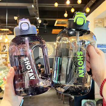 Guloo large capacity water cup summer high temperature resistant male and female fitness student sports outdoor portable ton bucket ton kettle black 1500ml