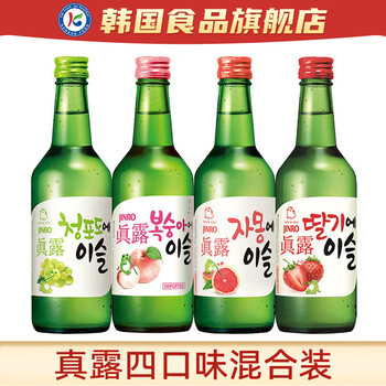 Jinro soju imported from south korea, green grape flavored sake, low-alcohol liquor, korean rice wine liqueur, fruity grapefruit flavor, four flavors mixed pack