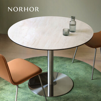 Norhor nordic expression/italian simple cream style/zhihuan metal wear-resistant rock plate round dining table round table small apartment g ready stock stainless steel base 1.0 meters