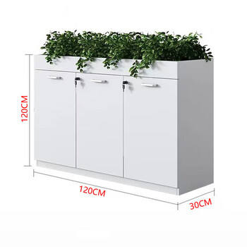Office partition cabinet flower trough cabinet flower cabinet storage wooden cabinet low cabinet side cabinet flower cabinet three-door cabinet 120x30x120cm white