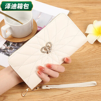 Yunluo qixi women's long wallet korean style simple single zipper coin purse multiple card slots wallet card holder beige