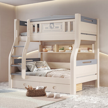 Laikexuan children's bunk bed double-layer solid wood high and low bunk bed ladder type upper bunk 130 lower bunk 150