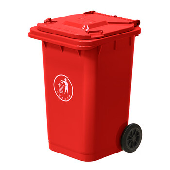Kelibang outdoor trash can large thickened 240l commercial plastic sanitation trash can with cover wheel community property flip-top peel box red
