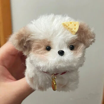 Oein rabbit fur twist stick puppy handmade diy material package homemade finished plush doll as a birthday gift for girlfriend rabbit fur puppy--style 8 (material package)