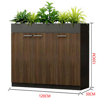Office partition cabinet, flower trough cabinet, flower cabinet, storage wooden cabinet, low cabinet, side cabinet, flower cabinet, three-door cabinet 120x30x120cm walnut