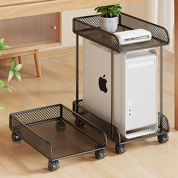 Fan lilin computer host bracket removable home desktop office with pulley chassis base bracket tray storage rack black small single layer encryption reinforcement comes with pulleys