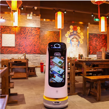 Pudu robot pudu hulu intelligent food delivery robot advertising interactive robot serving and passing dishes welcome hotel shopping mall restaurant white