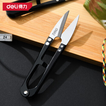 Deli (deli) spring yarn scissors small scissors small household sewing scissors to cut thread u-shaped embroidery tailor scissors deli spring yarn scissors 1 pair - dl358201