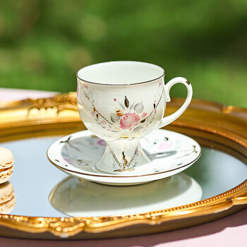 Mokushin russian royal porcelain lomonosov galante series coffee cup pot elegant european afternoon tea tableware pink rose cup and sauce 150ml