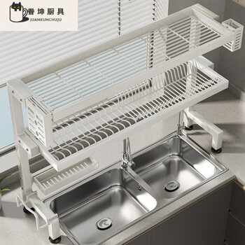 Fancychic kitchen sink rack above the sink is a multi-functional storage rack for dishes, seasonings and supplies, sink drain rack, main picture, elegant white, partitioned storage - increased capacity - stable