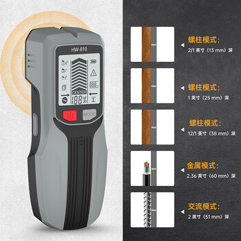 Diymorehw-710 six-in-one handheld wall detector live ac wire detection nail finder metal detector hw-810 upgraded model gray without battery