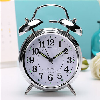 Dezhili super loud ringing alarm clock - 3 inches silver