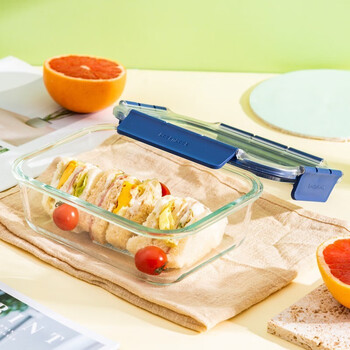 Lock&lock topclass heat-resistant glass can be frozen, microwaved and oven-proof, lunch box storage box lbg445-blue-1l single piece