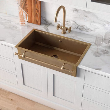 Xuan kashi american retro pure copper kitchen sink gold semi-embedded cabinet washbasin wash basin basin large single tank customized brass a style 70*40*20cm