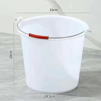 Beef tendon bucket thickened round barrel, high toughness, anti-fall, unbreakable plastic bucket, car wash bucket, construction site decoration, portable large cement bucket, mortar bucket, white extra-large size, thickened beef tendon bucket (35*27)