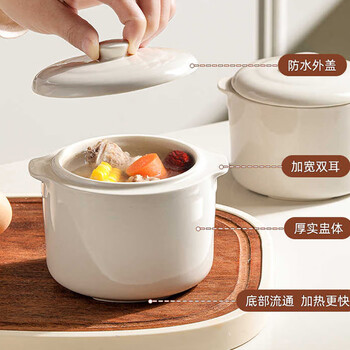 Tengtoo stew bowl liner bird's nest ceramic water-proof stew bowl tonic with lid large and small household steam soup cup single small portion 500 ml (single pack)