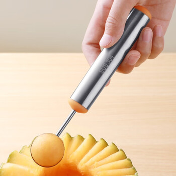 Riheshengtang stainless steel fruit ball scooper cuts watermelon, scoops ice cream spoon, fruit splitting carving knife, watermelon ball scoop, household single-head ball scooper